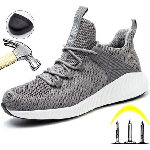 MJYTHF Safety Shoes Sneakers Male Indestructible Shoes Boots Work Shoes Steel Toe Industrial Shoes Protective Men Boots Security