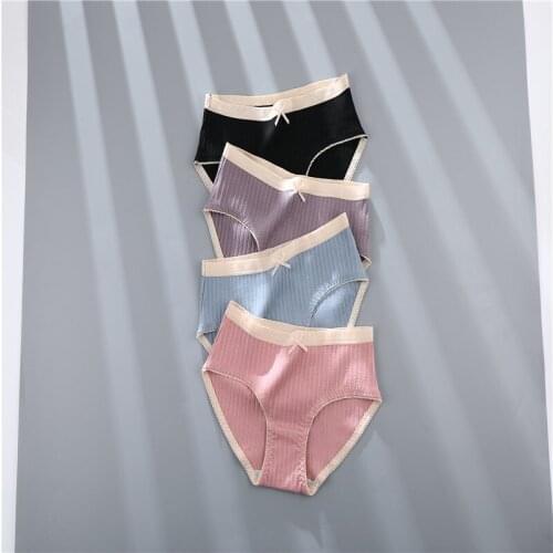 Teens Jacquard Weave Panties Young Ladies' Bow Mid Rise Briefs Soft Cotton Honeycomb Crotchless Womens Underwear Lingerie