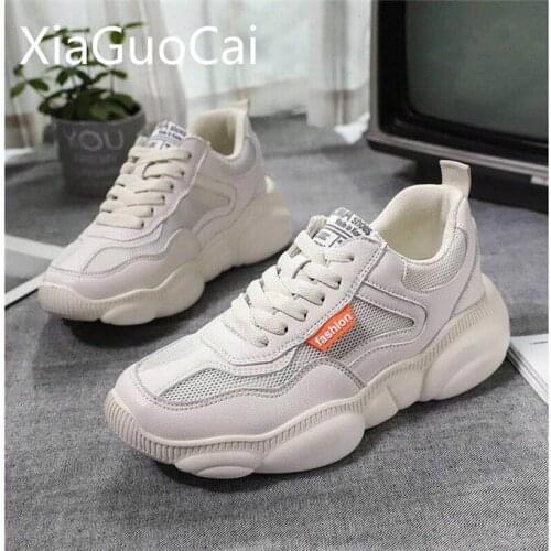 Round Toe Women Casual Shoes Spring Models Mesh Ladies Platform Casual Sneakers New White Flats