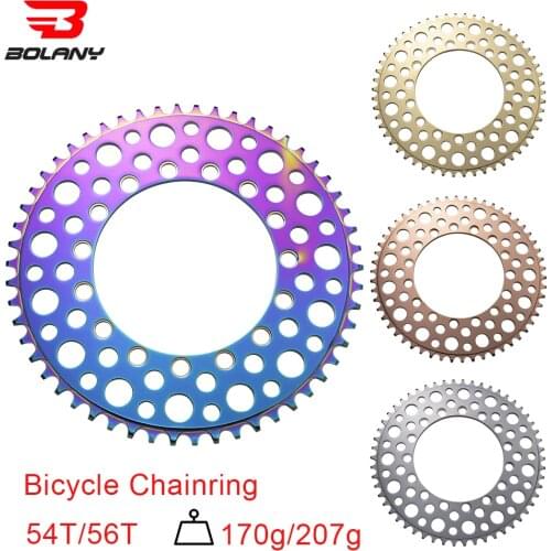 130 BCD BXM Folding Ultralight Bicycle Chainring Hollow Design Round Hole Plating Anode Rainbow 53T 56T Bike Chainwheel BOLANY