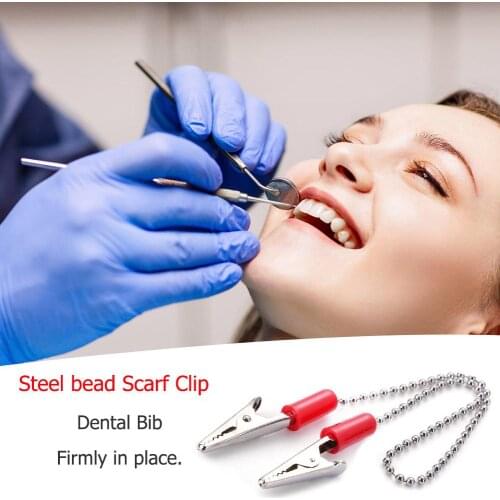 1pc Napkin Holder Dental Lab Bib Crocodile Clip Flexible Steel Metal Ball Chain Dentist Supplies Dental Tools Random Color