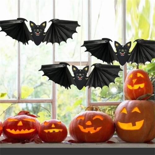 1Pcs Halloween Ornaments Paper Bat Pendant Foldable Wings Hanging Decoration Party Haunted House Decor Indoor Outdoor Kids Toy