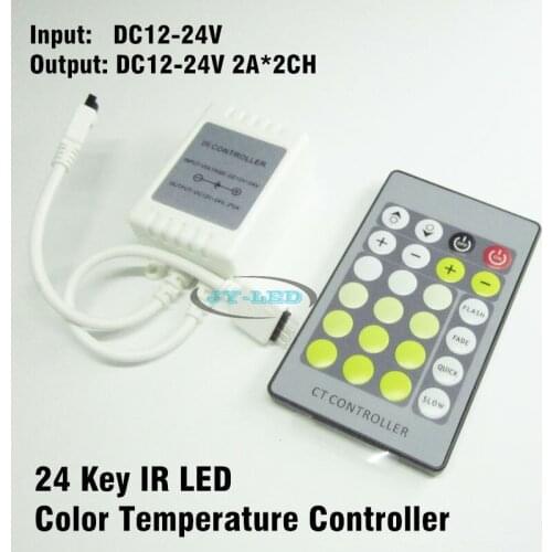 10 Set/lot 24 Key DC12-24V CT Controller, Color Temperature Controller With IR Remote For 5050 Double Colour Chip LED Strip