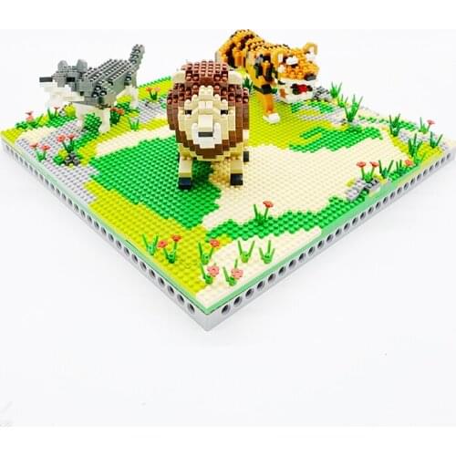 2010pcs 6630 Animal World Lion Tiger Wolf Flower Meadow 3D Model DIY Mini Diamond Blocks Bricks Building Toy for Children no Box