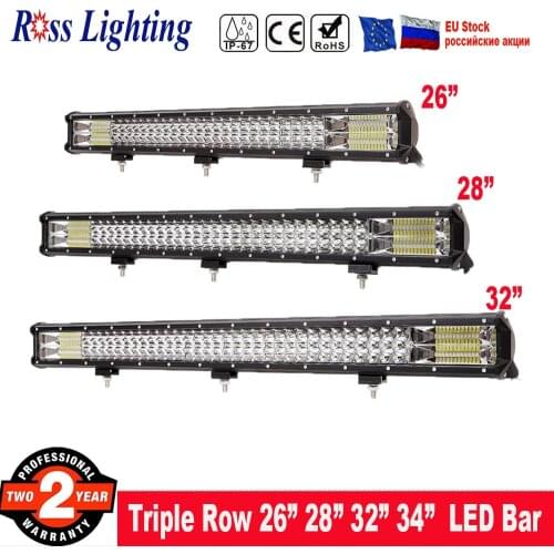 3-Row Offroad LED Work Light Bar 26" 28" 32" 34" Spot Flood 25inch LED Bar for Truck SUV ATV 12V 24V Fog Driving Lamp