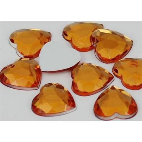4-30MM DIY Bling Orange Color Heart Shape Acrylic Rhinestones Flatback Acrylic Stones no Glue for Hand Craft Arts Decoration