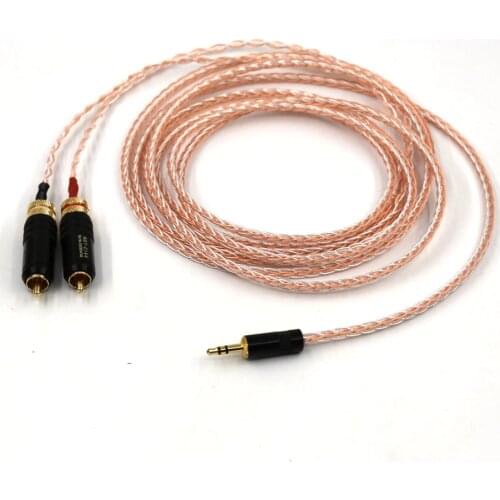 5M High Quality 2 gold plated RCA plug to 3.5MM hifi 1 to 2 audio video cable