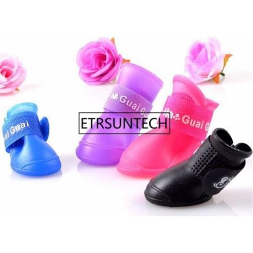 50Set Dog Rain Shoes Dog Clothes Harness Candy Colors Boots Waterproof Booties Rubber Pet Household Supplies