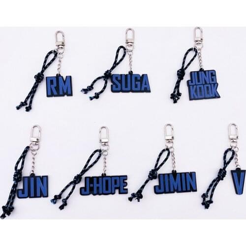 7 Pcs/lot Kpop Map of The Soul Tour Keychain JUNGKOOK JIMIN JHOPE SUGA V RM JIN Name Keyring Pendant Fans Toy
