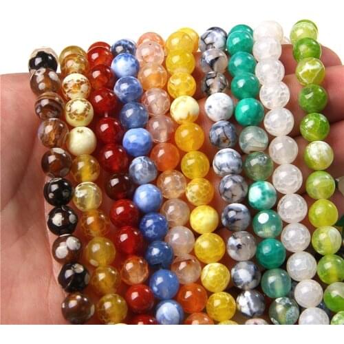 Wholesale Smooth Yellow Dragon Veins Agat 6/8/10 mm White Dragon Stripe Strand Beads For DIY Making Jewelry Bracelets Earrings