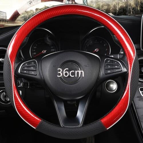 36cm Leather +Carbon Fiber Car Steering Wheel Cover Size S for Honda Civic Ciimo Jade SUZUKI Alto NISSAN Juke Auto Accessories
