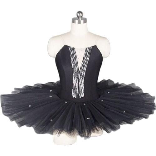 Black Pre-professional Ballet Tutu for Girl & Women Spandex with Stone decoration Ballerina Tutu