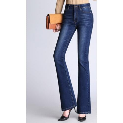 2021 New High-quality Fashion Women Flare Jeans Stretch High Waist Lifting Buttocks Wide Leg Palazzo Denim Pants Spring Autumn