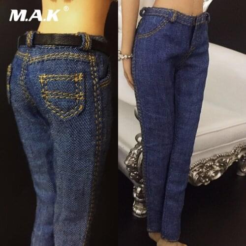 Toy clothing set 1:6 Female Soldier Combat Pants girl Trousers Casual Blue jeans for 12 inches female figure doll body