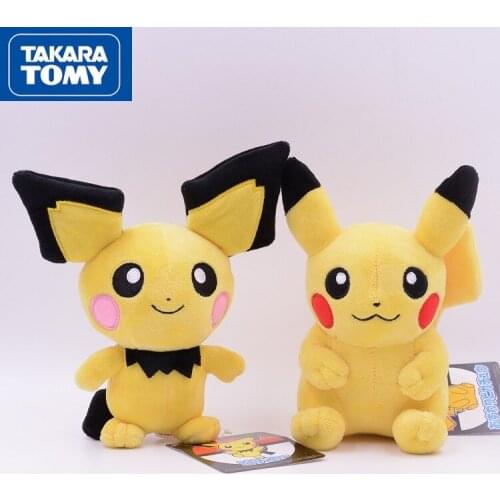 Takara Tomy Pokemon Toys Lovely Pichu Pikachu Juvenile Version Evolution Toy Collection Plush Dolls Children Christmas Gift