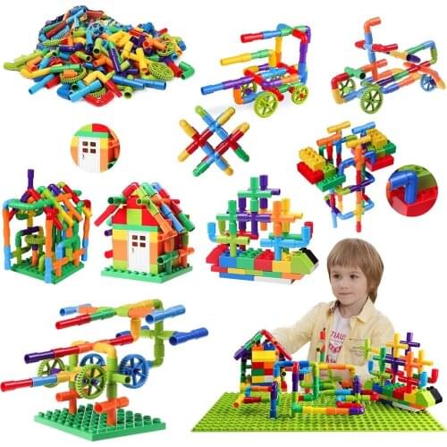 DIY Building Blocks Montessori Pipe Toys Educational Toy Stem Construction Designer Toys Colorful Water Cycle For Birthday Gifts