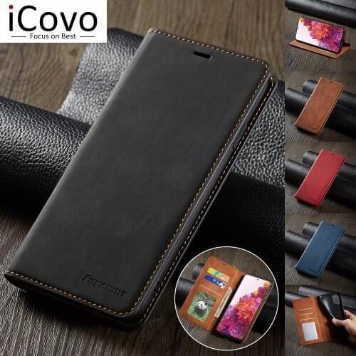 Leather Case for Samsung A72 A52 A42 A32 A12 A02S A21s Wallet Flip Cover S21 S20 FE Note 20 Ultra Plus S10 S9 S8 Card Slot Coque