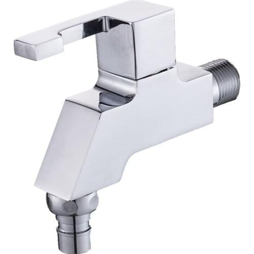 G1/2" Home Plating Brass Outdoor Pool Garden Sink Faucet Washing Machine Mop Toilet Wall Mounted Square Tap