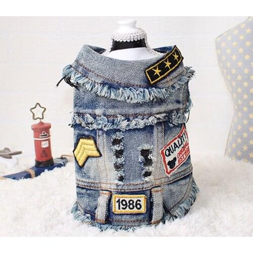 Free Shipping 2015 Fashion Dog Coats And Jackets Denim Vest Small Dog Clothes Winter Pet Clothes Apparel Costume XS-XL