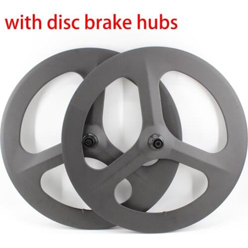 New 700C Road Bike Matte 3K full carbon Thru Axle Center Lock disc brake bicycle wheels Tri-spoke clincher tubular rim Free ship