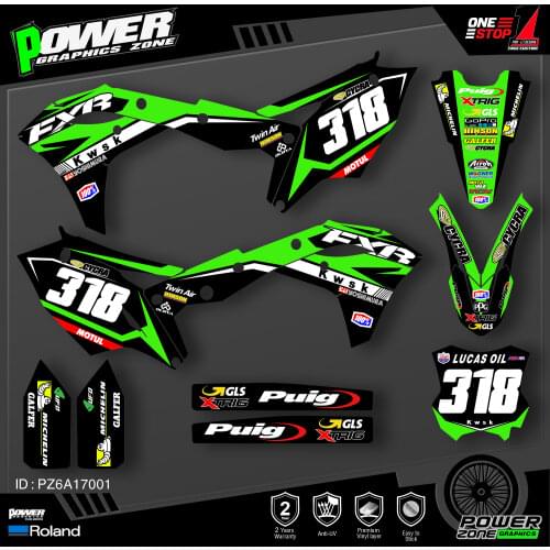 PowerZone Custom Team Graphics Decals Stickers Kit For Kawasaki Decal 2017 2018 2019 2020 KXF 250 001