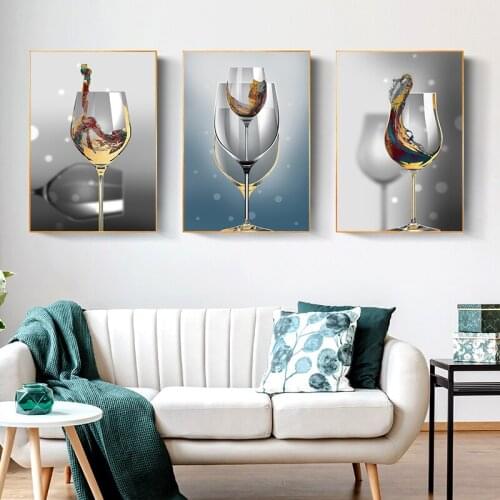 Modern Abstract Style Poster Wine Glass Art Canvas Painting Living Room Hotel Painting Wall Decoration Picture Pintura Cuadro