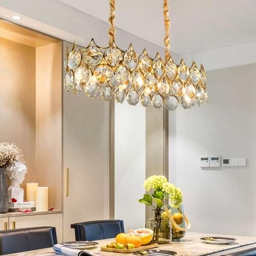 Postmodern light luxury dining room chandelier Nordic modern minimalist dining table lamp luxury living room crystal lamp
