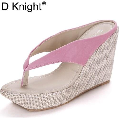 Big Size 41 Wedges Shoes Sandals New Women High Heels Flip Flops Fashion Lady Platform Wedges Sandals Bohemia Beach Slipper Shoe