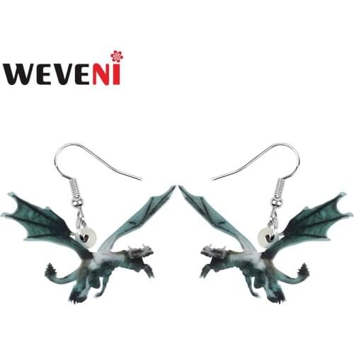 WEVENI Acrylic Anime Dinosaur Dragon Earrings Animal Drop Dangle Jewelry For Women Girls Teen Charm Hot Sale Gift Bulk Accessory