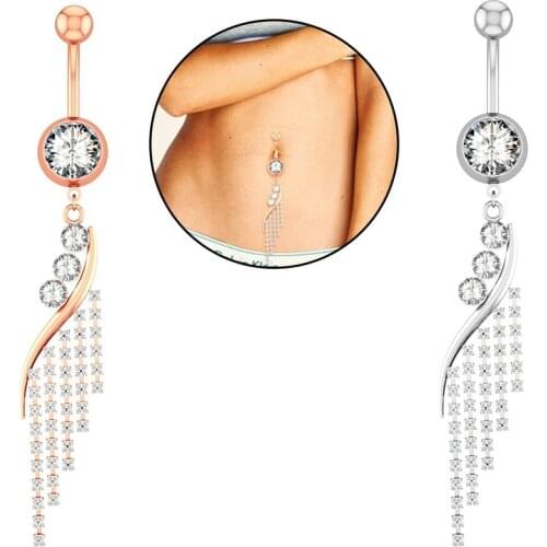 Trend Belly Button Piercing Long Tassel Stainless Steel Dangled Retro Accessories Female Sexy Navel Piercings Women Body Jewelry