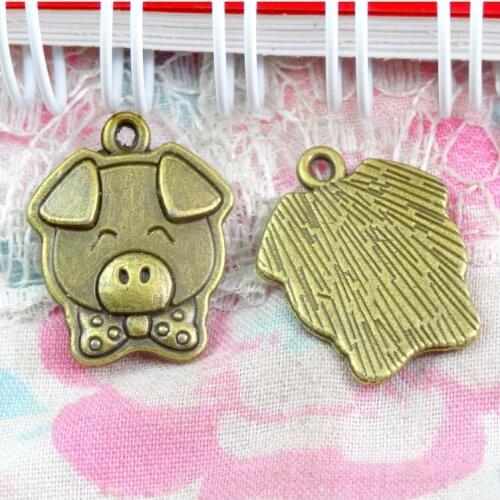 40pcs Charms Pig 16*20MM Vintage Antique Bronze Plated Pig Pendants DIY Handmade Jewelry