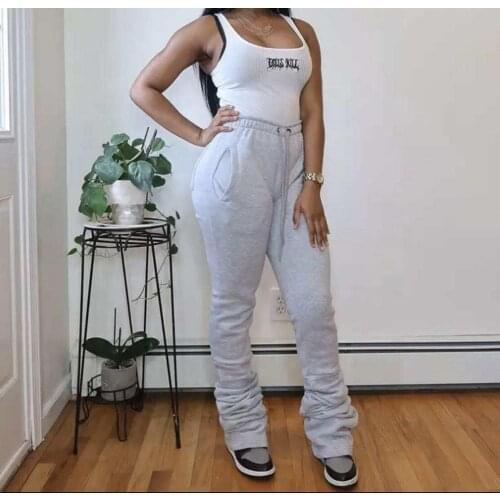 Women Casual Long Pants Solid Elastic Waist Thick Skinny Bodycon High Waist Tight Trouser Autumn Female Fashion Streetear