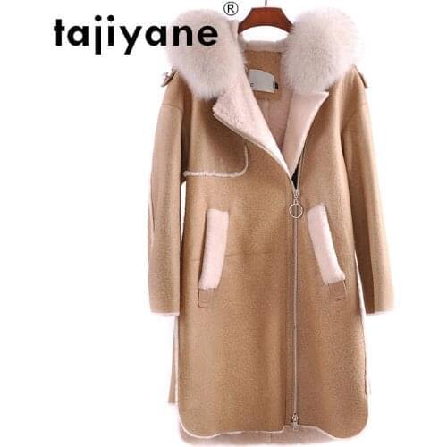 Winter Women Coat 2021 Raccoon Fox Fur Jackets Female Real Sheepskin Wool Jacket Woman Long Cloth Mujer Parkas TN591