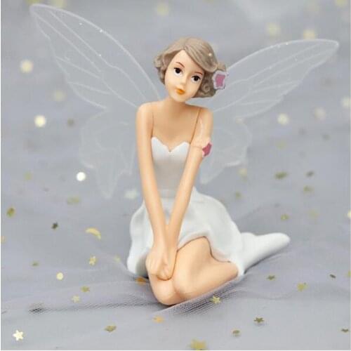 1Pc Fairy Garden Flying Flower Angel Figurine Miniature Happy Birthday Cake Decorating Tools Micro Landscape DIY Home Decoration
