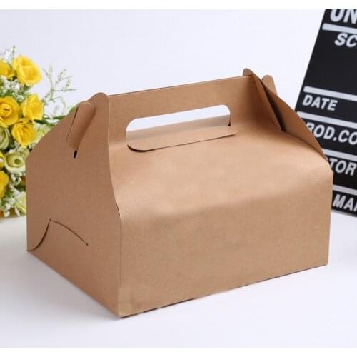 100pcs 16.2*9*8cm Brown Packaging Kraft Paper Mousse Box with Handle For Candy\Cake\Dessert Packing boxes