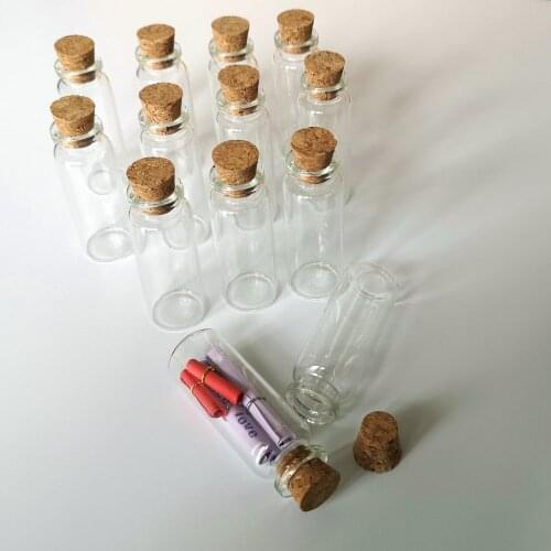 20Pcs/Lot 14ml 22x60x12.5mm Small Glass Bottle with Cork Stoppers Wishing Jars Storage Packing Bottles Vials Decorate Gift