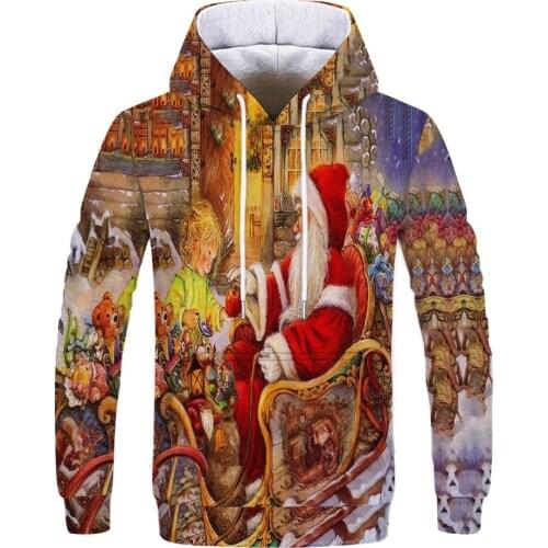 2021Fashion Autumn And Winter Christmas Sweater 3D Print Oversized Hooded Sweater Unisex Man Woman Funny Ugly Christmas Sweater