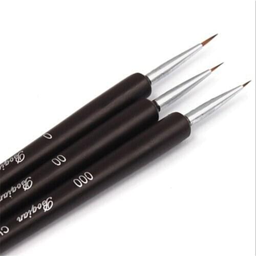 3 PCS Acrylic French Nail Art Design Painting & Dotting Pen Polish Brushes Black