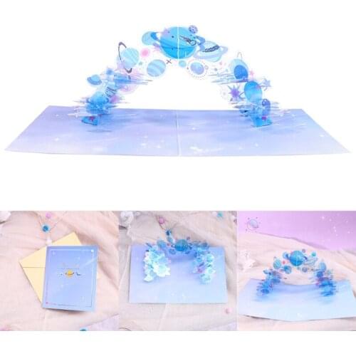3D Pop-up Christmas Crystal Planet Greeting Cards Birthday Postcards Invitations