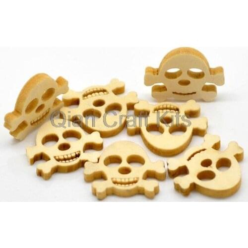 400pcs Scrapbook: Skull button wood, 23mm,Two hole, Halloween buttons, Pirate Buttons big Wood Skull Button, Skeleton
