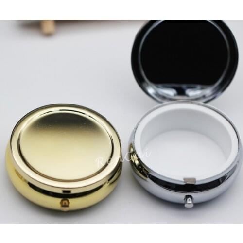 5pcs Metal Portable 42mm Pill Boxes Round Siver/Gold/Bronze Drug Holder Medicine Tablet Capsule Box Container Storage Travel