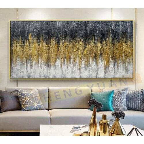 Abstract 3D Gold Thick Art Handmade Oil Painting Canvas Gold Paintings Wall Pictures Art Wall Artwork For Dining Room Decoration