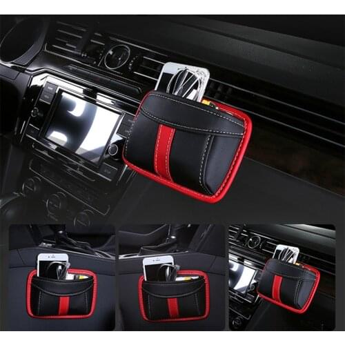 9 Colors PU Leather Car Bag Storage Car Seat Organizer Adhesive Multi-function Seat Gap Storage Hanging Bag Phone Glasses Holder