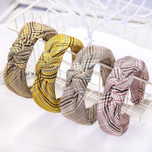 Free shipping korea style houndstooth tie women hairbands girls headbands ladys headwear hair accessories