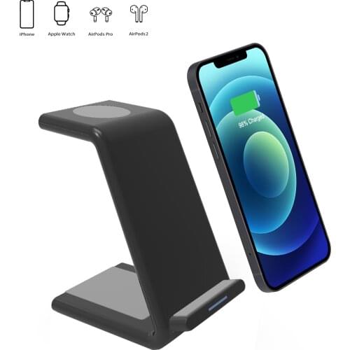 TKEY 3 in 1 Wireless Charger Stand QI15W Fast Charging For iPhone 12 Pro Max Apple Watch 5/4/3/2 Airpods Pro/2 Phone Holder