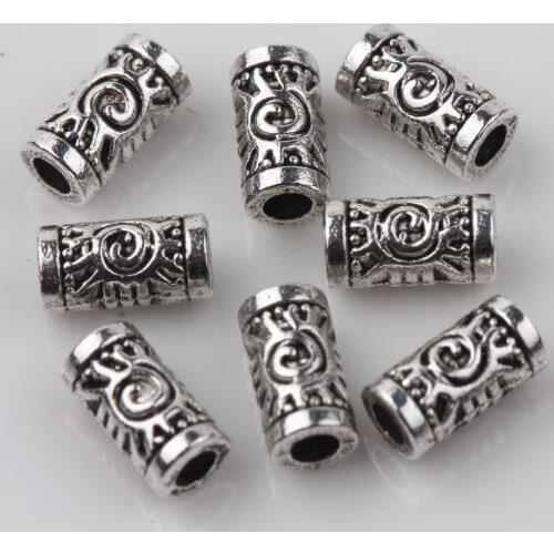 50 pcs Metal Antique Silver Zinc Alloy beads Flower spacer tube beads Jewelry Making Bracelet