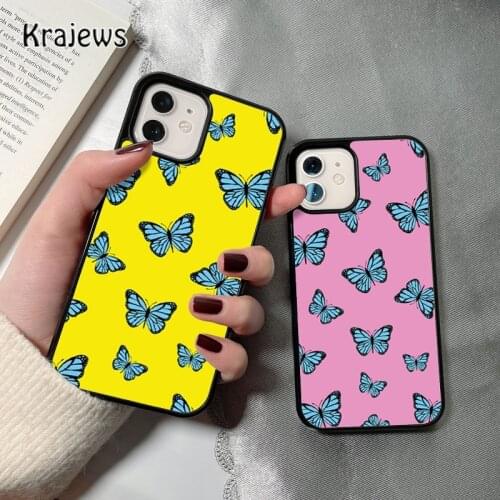 Krajews Butterfly print coque Phone Case for iPhone 12 mini 5 6S 7 8 PLUS X XS XR 11 PRO MAX SE 2020 Back Cover Funda Shell