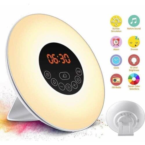 Digital Alarm Clock Natural Wake Up Led Light Despertador Sunrise Sunset Snooze Fm Radio Led Lamp Electronic Desk Clocks