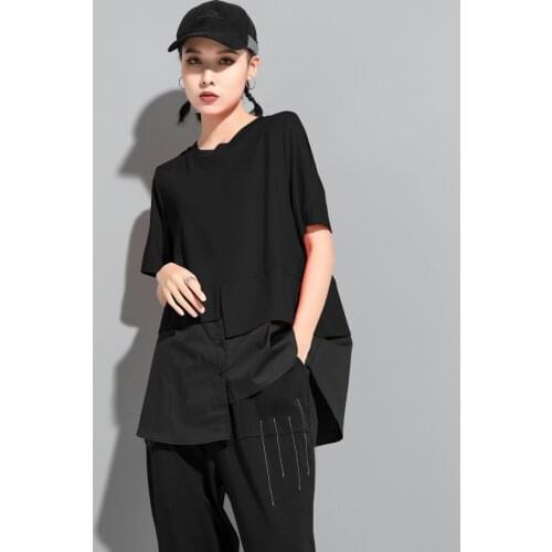 European and American large size design personalized splicing fake two short sleeve T-shirt 2021 summer loose fashion casual top