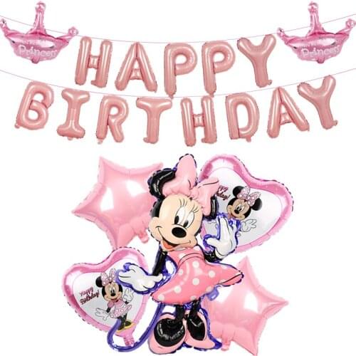 1Set Mickey Mouse Minnie Foil Balloons Disney Theme Park Kids Happy Birthday Party Decorations Globos Gifts For Childrens